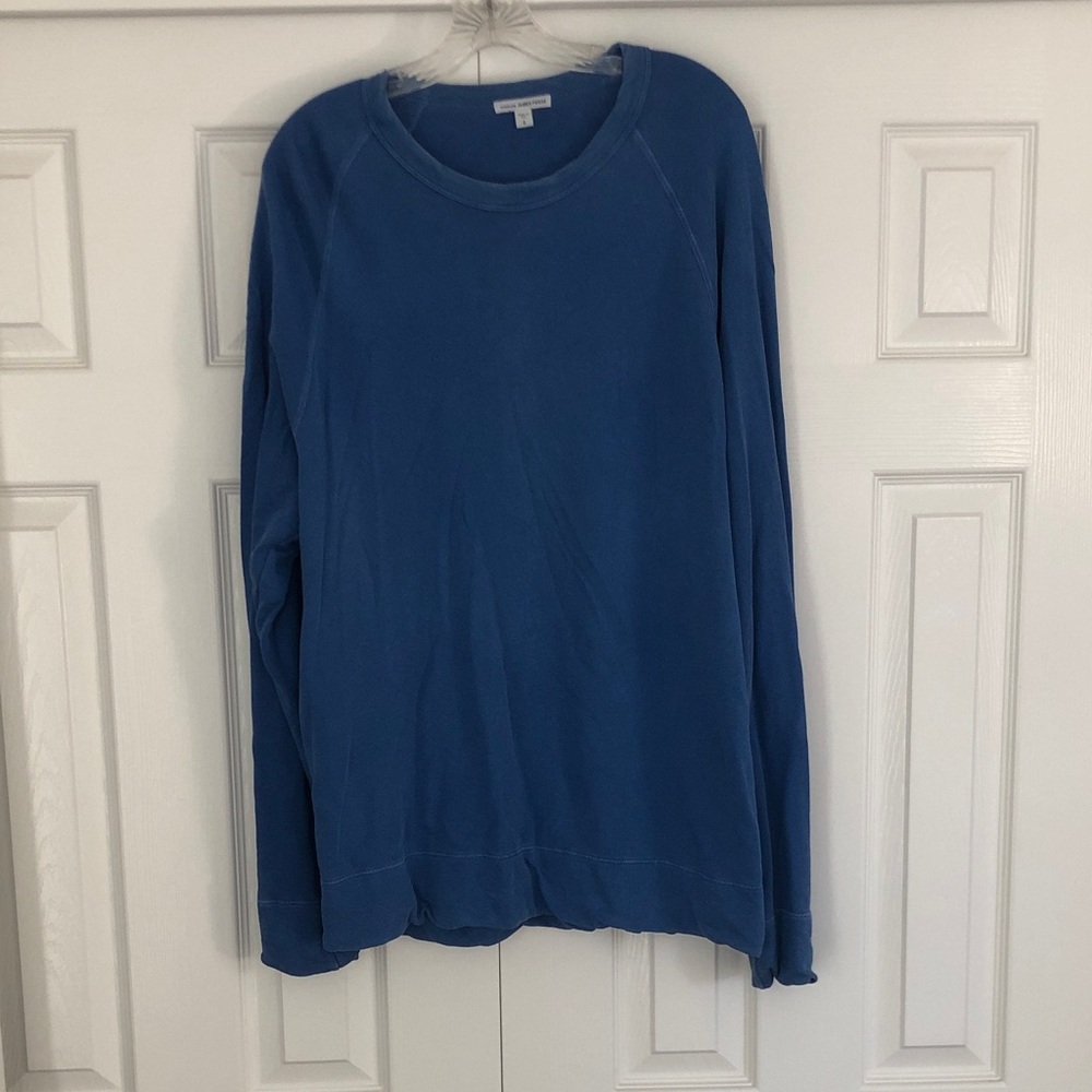 James Perse Blue Long-Sleeve Crewneck Sweatshirt